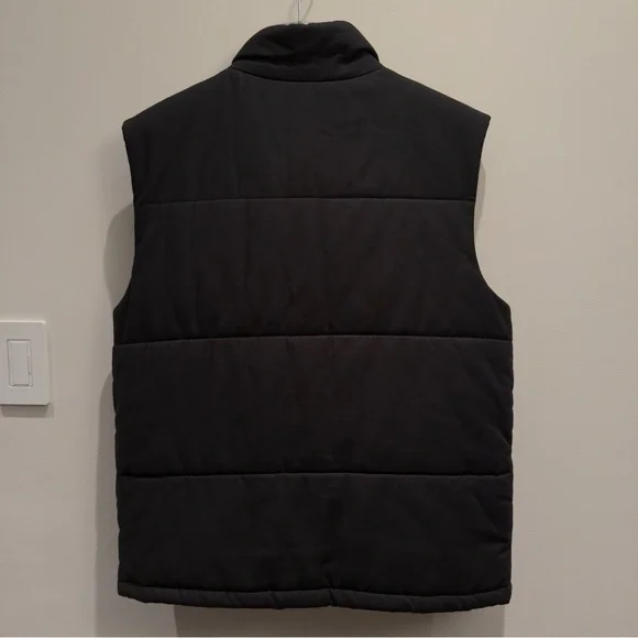 Sandro - Black Quilted Vest With Leather Collar Men’s Size XL